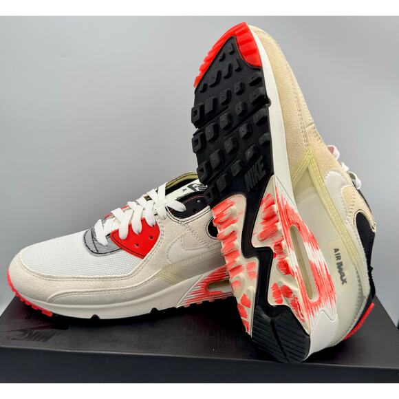 Nike Air Max 90 PRM Archetype White Crimson DC7856-100 Men's Size 9 # 421 - Picture 6 of 7